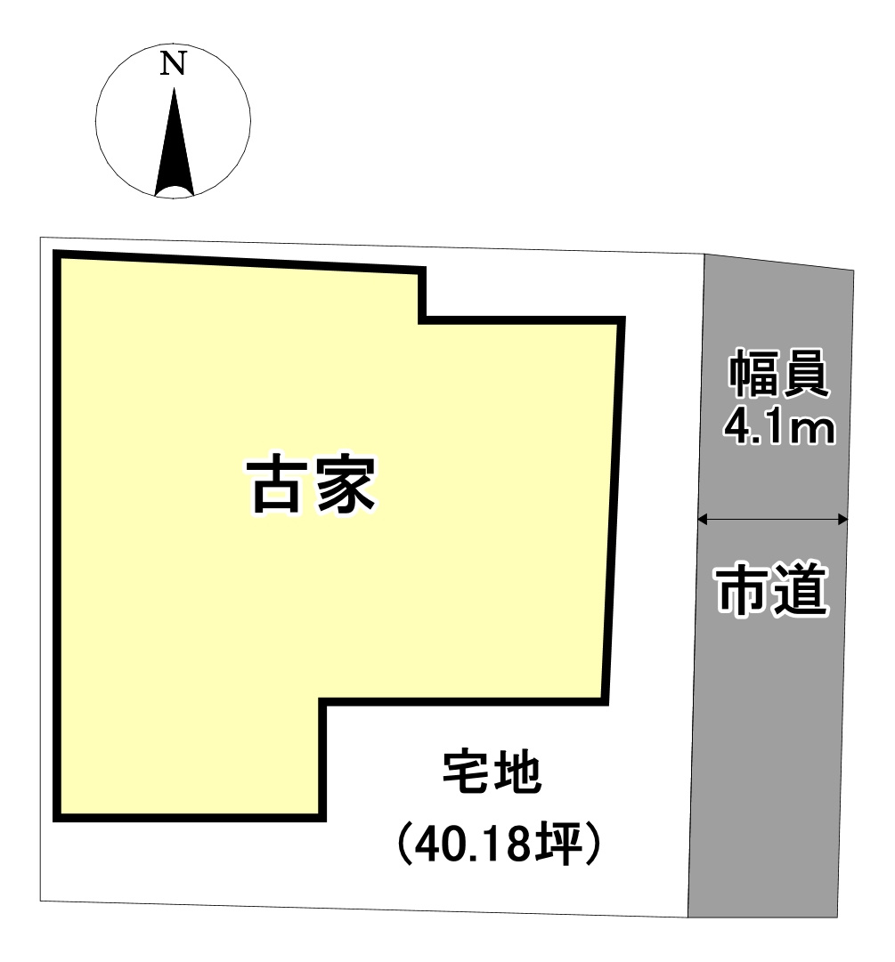 八女市亀甲売地の土地図