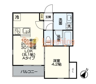 久留米市西町のアパートの間取り