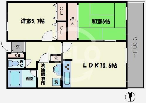 ライオンズシティ難波南の間取り|ライオンズシティ難波南　間取り（反転タイプあり）