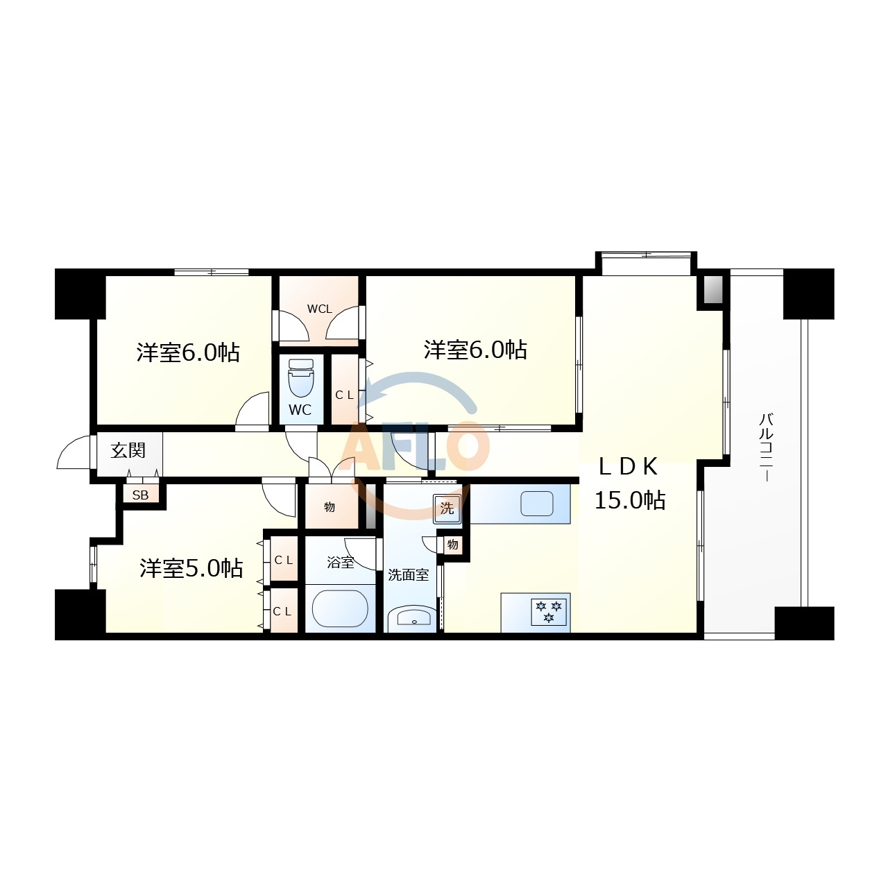CITY SPIRE桜川Ⅱ　塩草立葉小学校区の間取り|CITY SPIRE桜川II（シティスパイア桜川II）　間取り