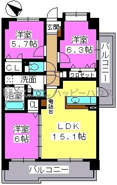 【間取り】 | サンライト　キャッスル