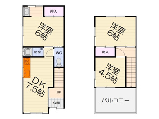 【間取り】 | 浜寺諏訪森西テラスハウス