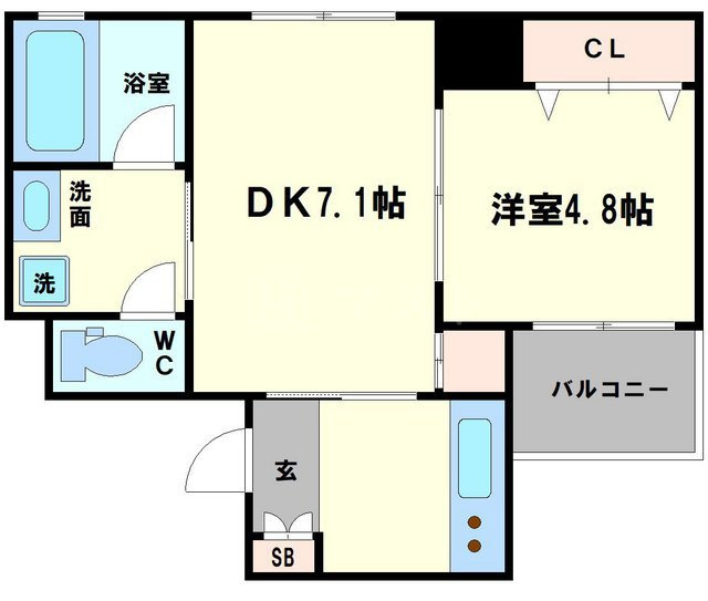 大阪市西区阿波座１丁目の賃貸マンションの間取り