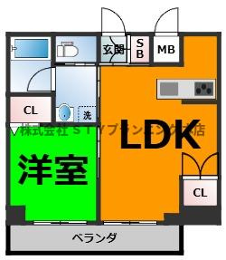 仲介手数料0円！ロータス本陣通の間取り