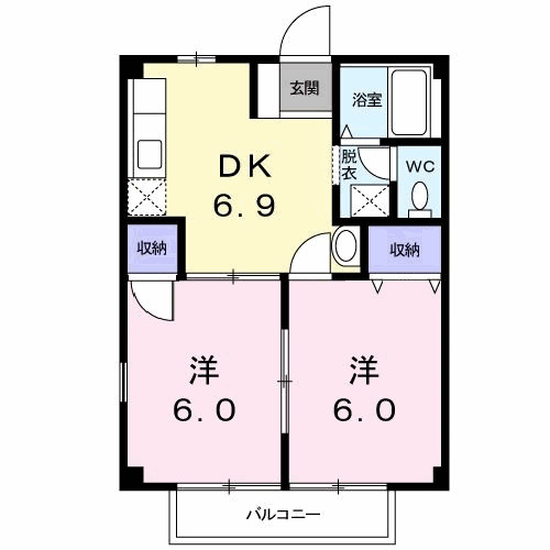 第２龍球園ハイツの間取り|使い勝手の良い間取りです♪