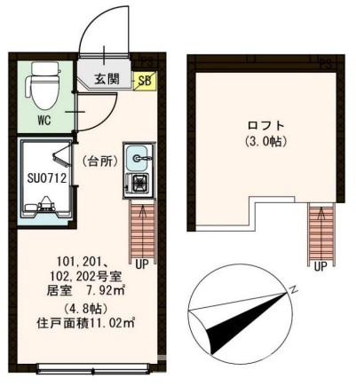 練馬区練馬３丁目のアパートの間取り