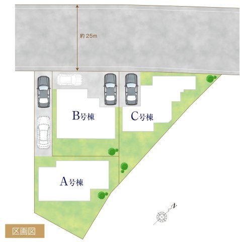 柏市増尾７丁目新築戸建【土小学校：9分】の区画図|区画配置図