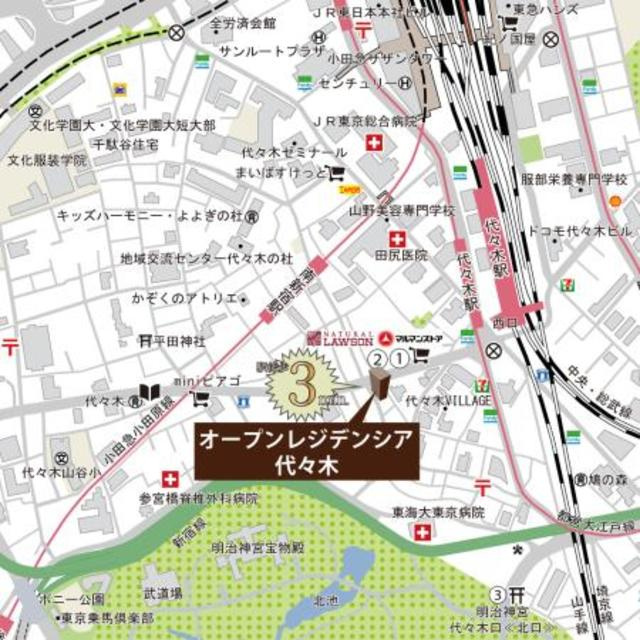 オープンレジデンシア代々木の地図