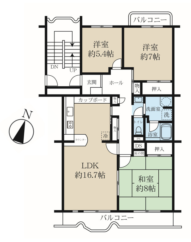 椿峰ニュータウン52街区１号棟の間取り