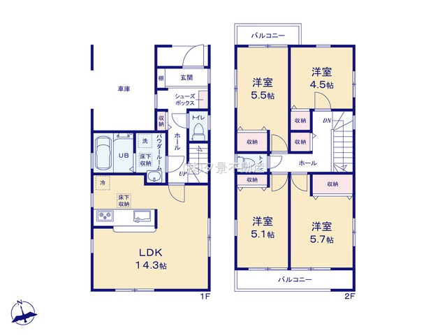 《仲介手数料無料》桜区栄和５丁目2-15新築一戸建てリーブルガーデンの間取り