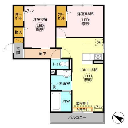 ヴィルヌーブみどりのの間取り