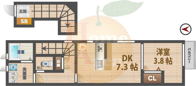 【間取り】 | フェリーチェ | 1DKのお部屋です。