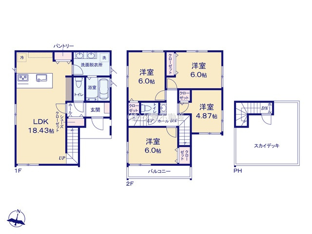 《仲介手数料無料》見沼区大字蓮沼1677-16新築一戸建てジオヴィスタの間取り