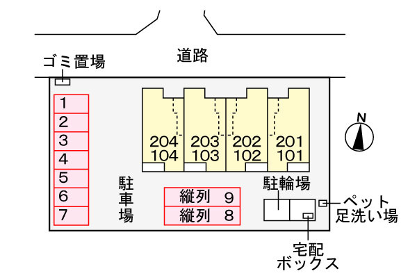 ボヌールヴィラの区画図|駐車場