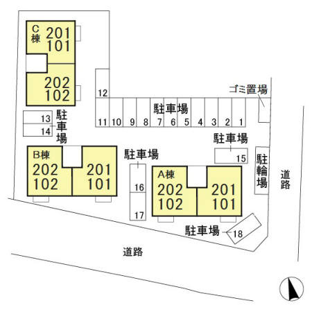 エスコルタ新町 Cの区画図
