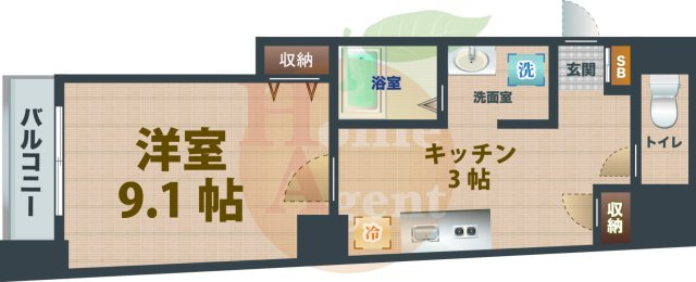 【間取り】 | ボナール縁 | 1Kのお部屋です。