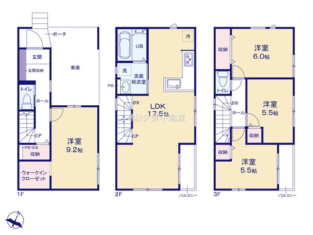 《仲介手数料無料》大宮区北袋町２丁目241-3新築一戸建て‎リガーレの間取り