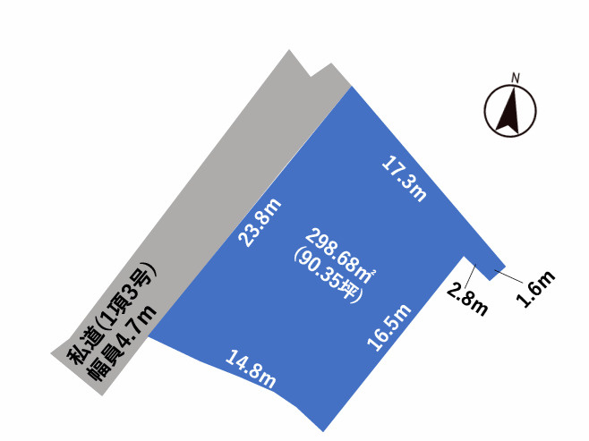 宜野湾市嘉数1丁目【90.35坪】の区画図
