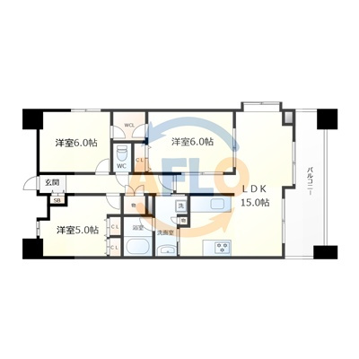 CITY SPIRE桜川Ⅱ　塩草立葉小学校区の間取り|CITY SPIRE桜川II（シティスパイア桜川II）　間取り