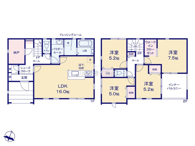 《仲介手数料無料》北区東大成町１丁目401-4新築一戸建てリーブルガーデンの間取り
