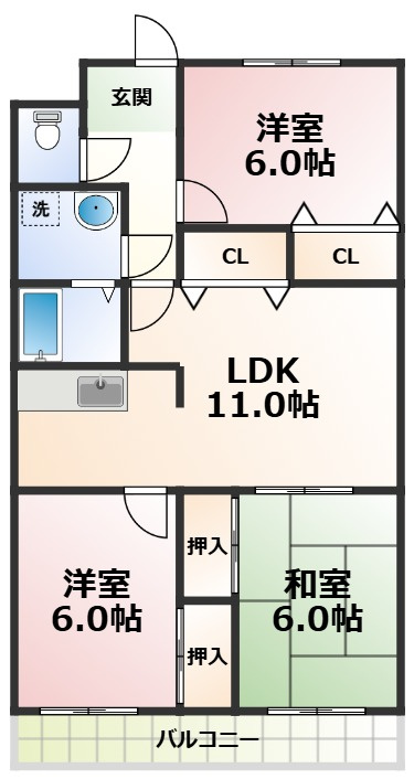 ヴィラはぎわらの間取り