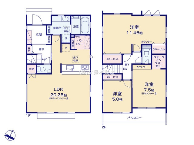 《仲介手数料無料》見沼区大字大谷1941-16新築一戸建てブルーミングガーデンの間取り