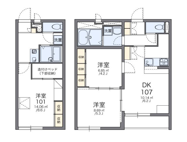 レオパレスSEIZANSOUの間取り|画像2