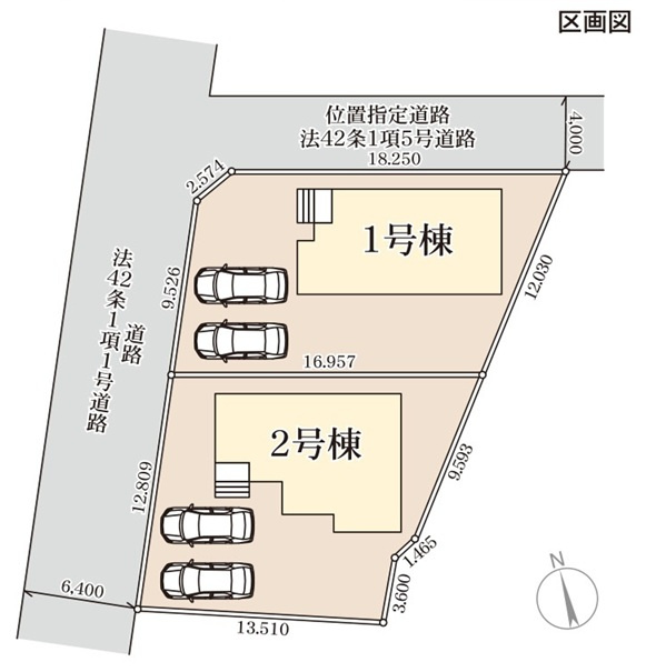 【Livele Garden】　栃木市岩舟町静和　第５　全2邸の区画図|全棟配置図