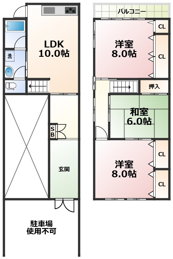 八尾市八尾木北4丁目貸家の間取り