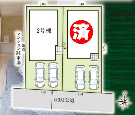 八潮市　西袋　新築戸建　全2棟のその他|土地図です