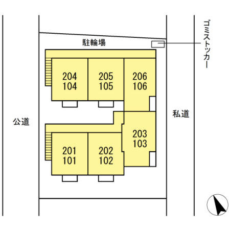 武蔵野市中町２丁目のアパートの区画図