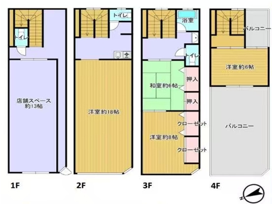 新今里４丁目住宅付き店舗戸建ての間取り
