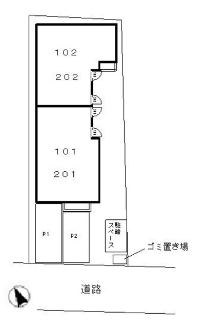 杉並区本天沼２丁目のアパートの区画図