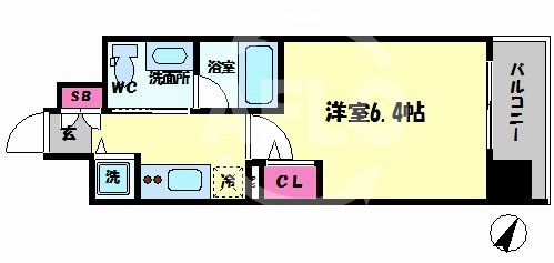 ファーストフィオーレ難波ウエストの間取り|ファーストフィオーレ難波ウエスト　間取