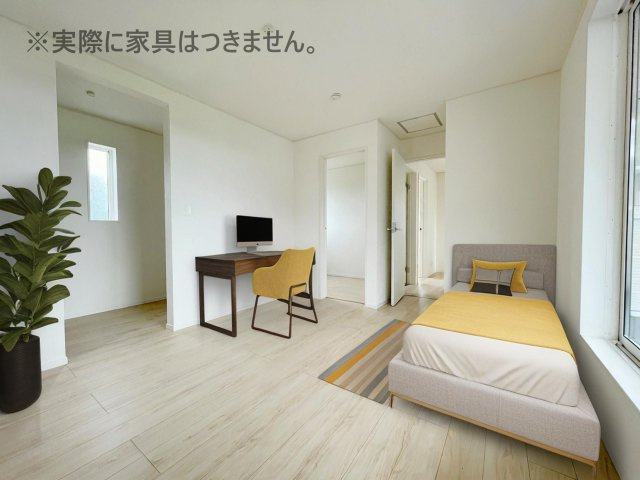 新築戸建・新築建売　矢吹町八幡町　善郷小・矢吹中の洋室|画像はバーチャルホームステージングの加工による演出で、実際の家具は付きません。