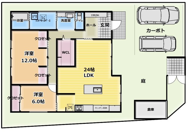 土佐市高岡町乙　築浅平屋中古住宅の土地図