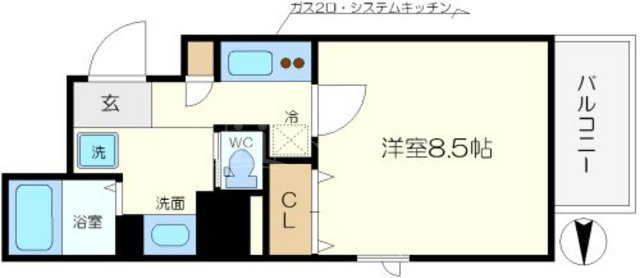 大阪市西区新町４丁目の賃貸マンションの間取り