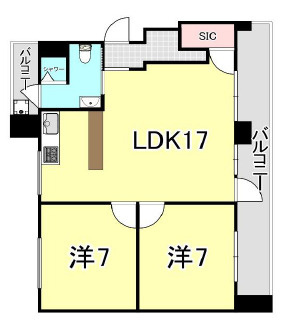 神戸市東灘区御影山手３丁目の賃貸マンションの間取り