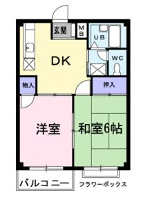 エルディム西Ａの間取り|全居室収納完備の2DK♪