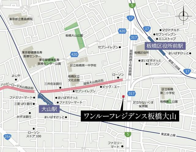 ワンルーフレジデンス板橋大山の地図