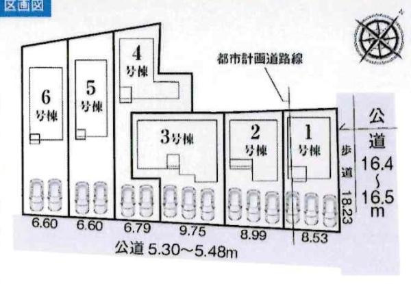豊川市中条町59期　全6棟・2号棟の区画図