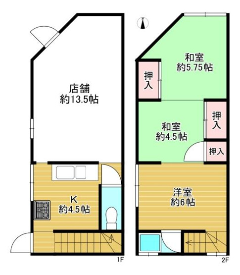 【間取り】 | 門真市野里町　店舗付住宅