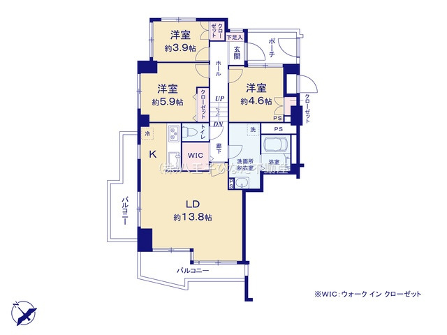 『八王子市マンション』セントラルコートめじろ台【仲介手数料無料】　八王子市散田町5-27-22の間取り|～仲介手数料無料☆八王子ひなた不動産～セントラルコートめじろ台