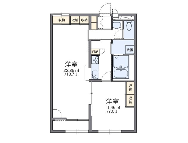 レオパレスル　シェルＢの間取り|代表的な間取のため実際の間取とは異なる場合があります