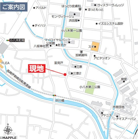 【新築】高崎市小八木町　B号棟(全２棟)　ハートフルタウン　新築建売分譲の地図