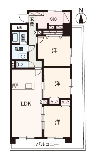 【間取り】 | 日興千里丘スカイマンションB棟 | 南東角部屋につき、陽当り・通風良好！88平米超の3LDKリフォーム物件。内覧をご希望の際はお気軽にお電話ください！