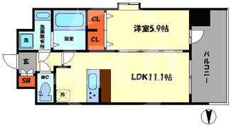 【間取り】 | スプランディッド梅田北 | スプランディッド梅田北　開放感のある間取り