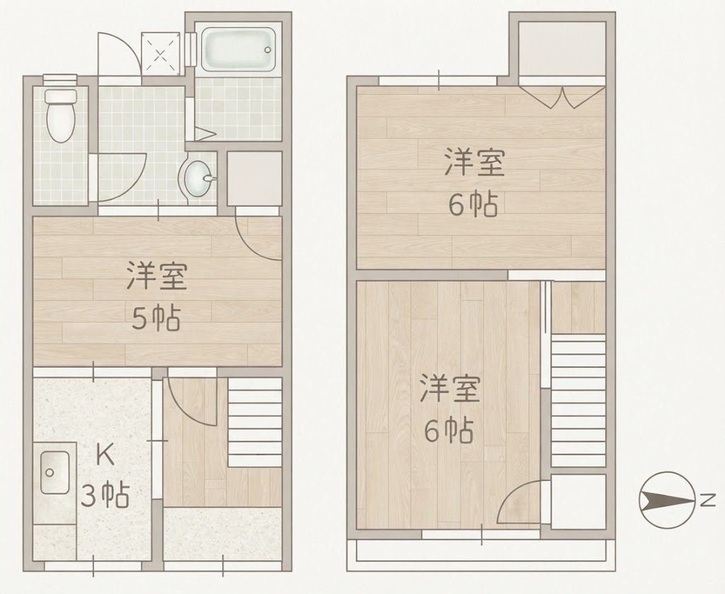 餌差町戸建て貸家の間取り