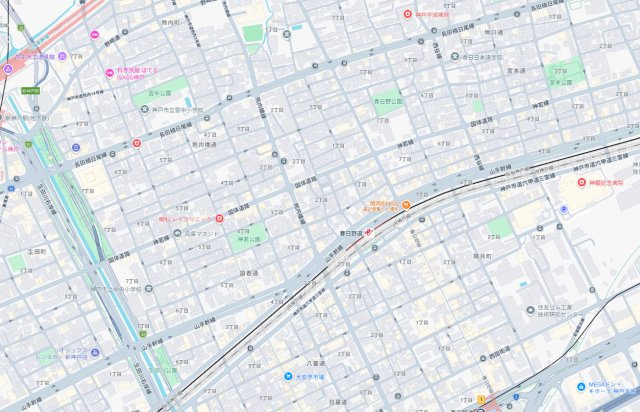 神戸市中央区神若通　新築一戸建ての地図