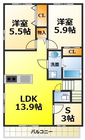 レスポワールE富木の間取り